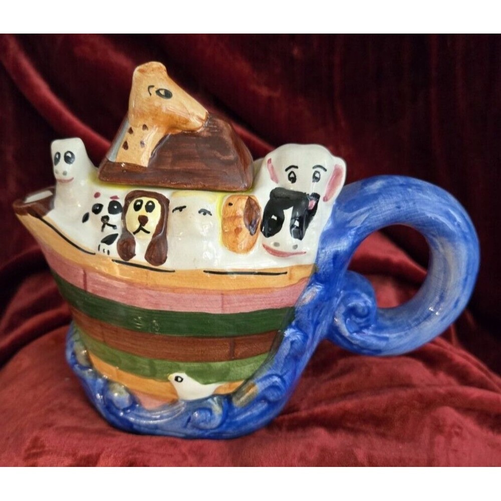 Noah's Ark Teapot New World Specialties Ceramic Animals Decorative Pot-Vintage